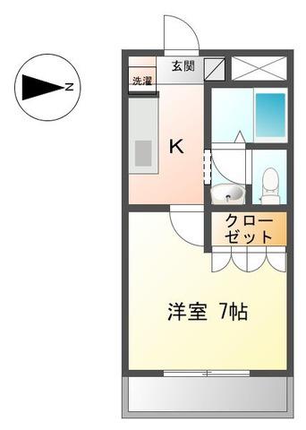 LA FLORAL 弐番館(1K/1階)の間取り写真