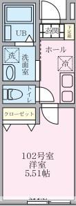 ルミナスコート(1K/1階)の間取り写真