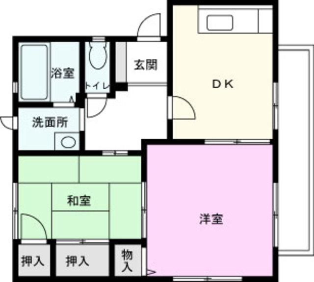 ボヌールB(2DK/2階)の間取り写真