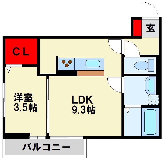 SAKURA(1LDK/3階)の間取り写真