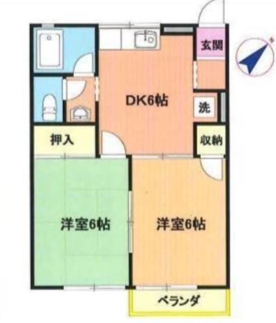 ロイヤルハイツ1(2DK/2階)の間取り写真