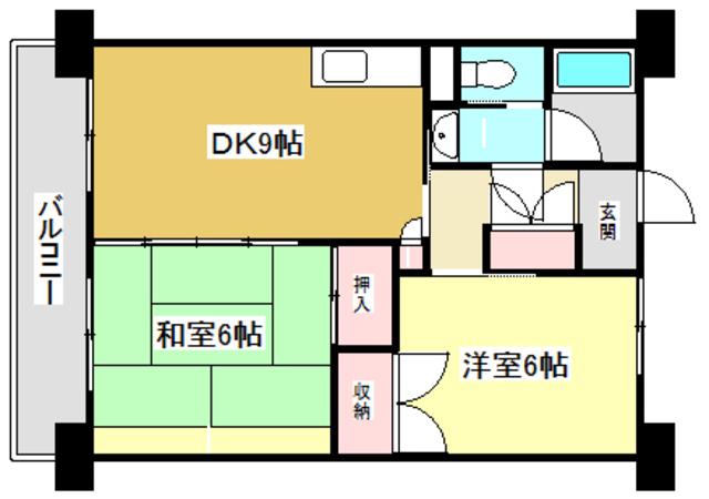 インペリアル西本II(2DK/2階)の間取り写真