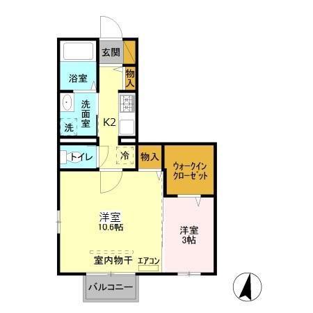 フォレストテラス大宮(2K/1階)の間取り写真