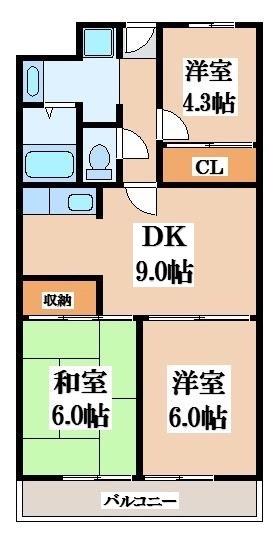 プリミエール明美の里(3DK/3階)の間取り写真