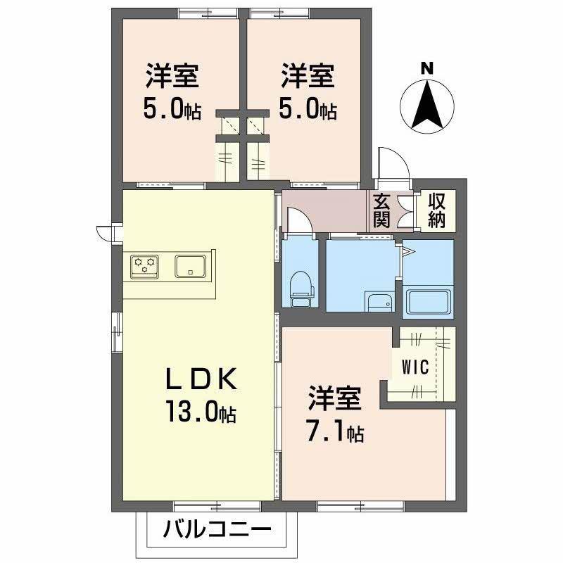 ディアスフェリーセス B棟(3LDK/2階)の間取り写真