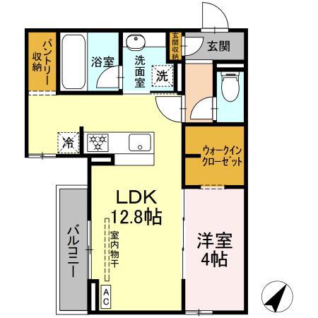 DCREST新川S(1LDK/2階)の間取り写真