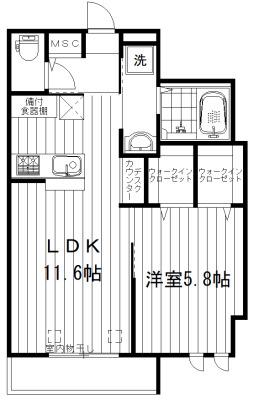 VILLA BELLE TEINTE(1LDK/1階)の間取り写真