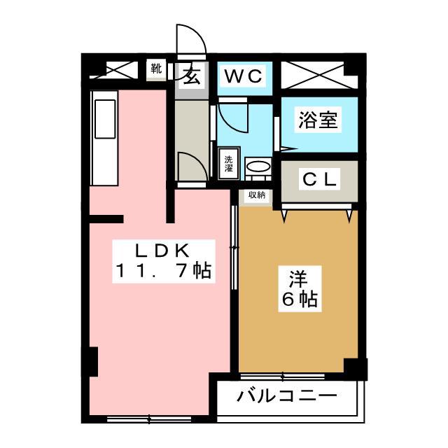 リビナ奥村(1LDK/4階)の間取り写真