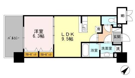 グランドテラス新都心(1LDK/2階)の間取り写真