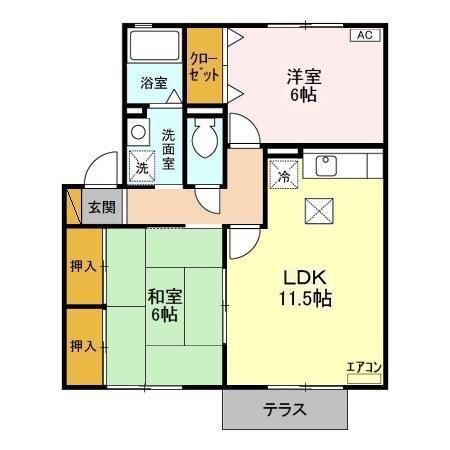 ラ・ルーン(2LDK/1階)の間取り写真