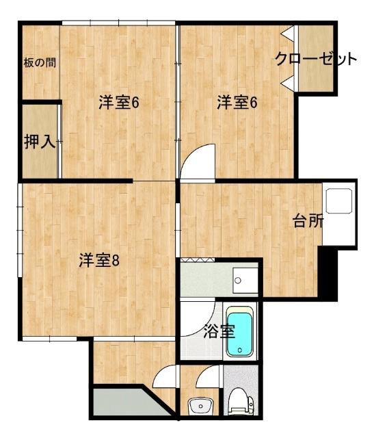 東山戸建て(3DK/1階)の間取り写真