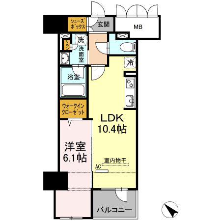 セントラルコートU(1LDK/6階)の間取り写真