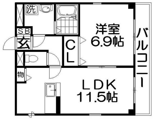 ラベンダーハウス(1LDK/2階)の間取り写真