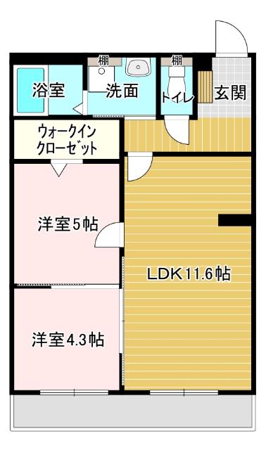 ウエストウッドヒルズ下沢(2LDK/3階)の間取り写真