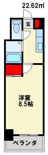 アリビオ折尾(1K/2階)の間取り写真