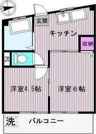 ハイツ宮本(2K/4階)の間取り写真
