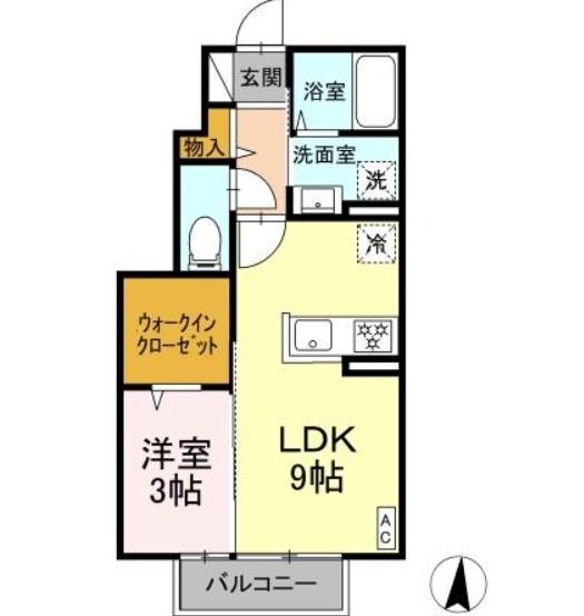 メゾンソレイユ中島西(1LDK/1階)の間取り写真