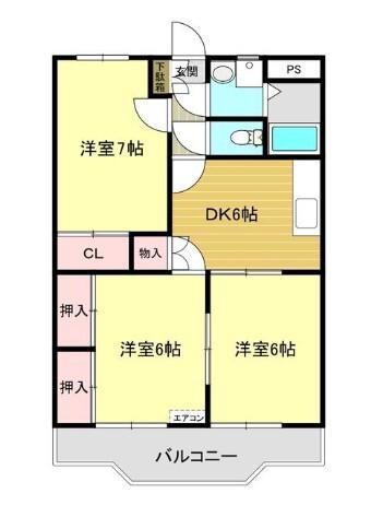 エトアールNAO(3DK/1階)の間取り写真