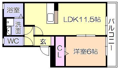 リーベ A棟(1LDK/2階)の間取り写真