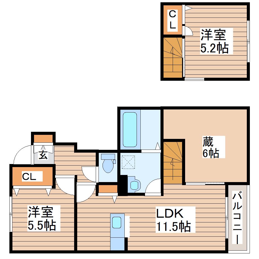 ベルリードメイプル(2SLDK/1階)の間取り写真