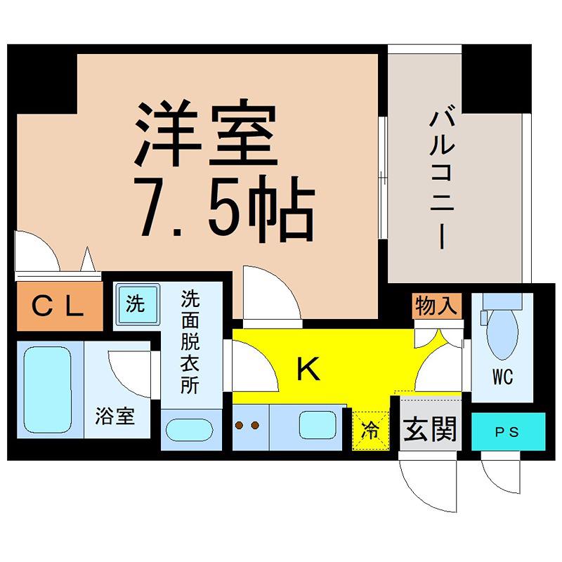 エイペックス名古屋栄 PREMIER LIFE(1K/6階)の間取り写真