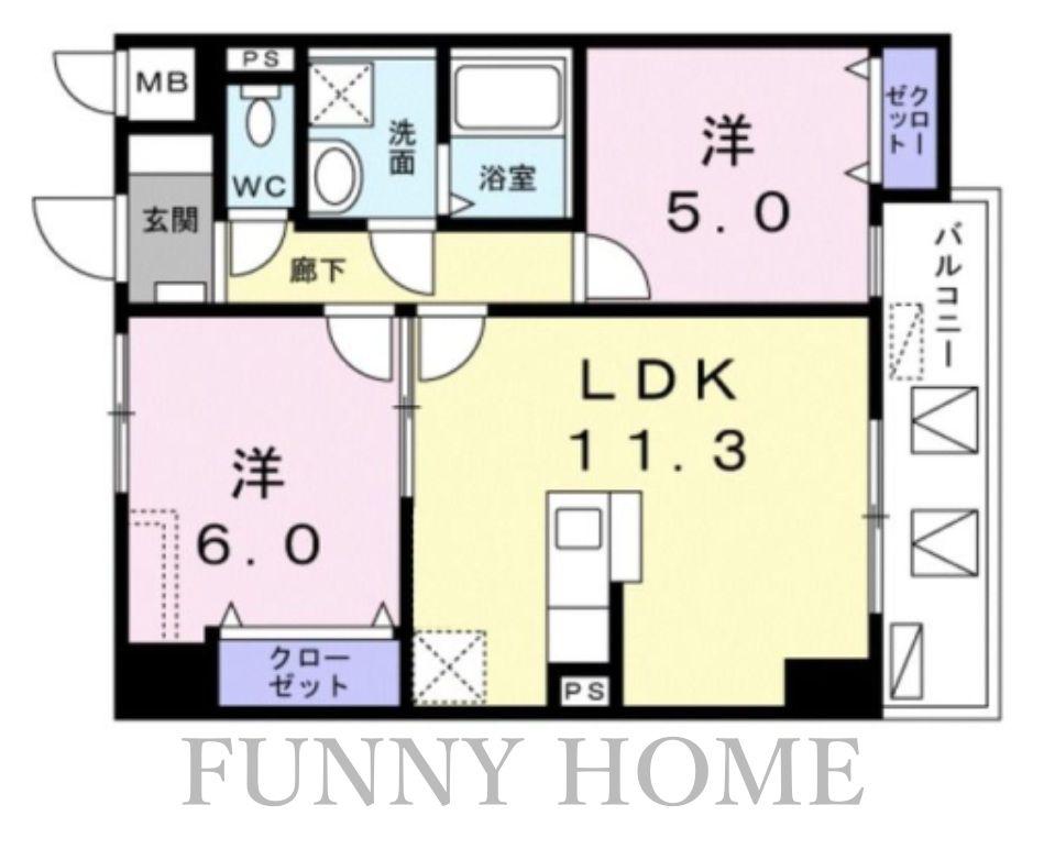 レジデンス桜樺(2LDK/2階)の間取り写真
