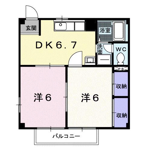 リバティーヒルズ(2DK/1階)の間取り写真