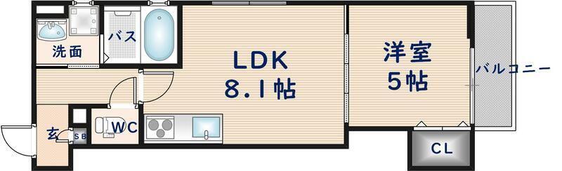 クリエオーレ瓜破(1LDK/3階)の間取り写真
