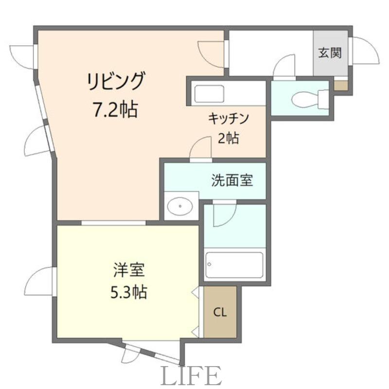 デュオ平岸(1LDK/2階)の間取り写真