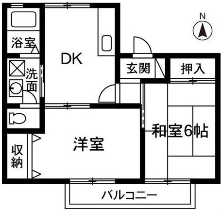 カルムローザ(2DK/1階)の間取り写真