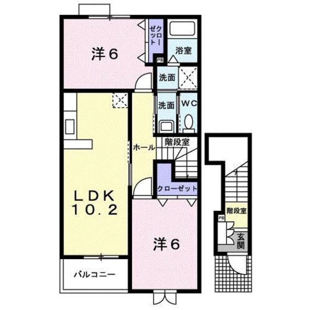 パークサイド カレートB(2LDK/2階)の間取り写真