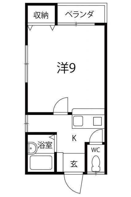 リラックス(1K/2階)の間取り写真