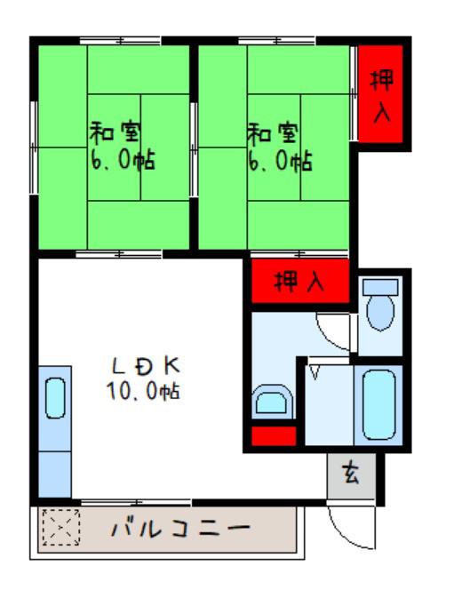 スタンヒル久宝園(2LDK/1階)の間取り写真
