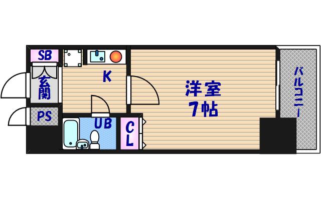エスリード難波(1K/8階)の間取り写真