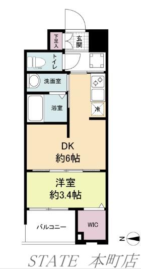 WORVE大阪本町(1DK/6階)の間取り写真