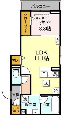 NOVELLA(1LDK/1階)の間取り写真