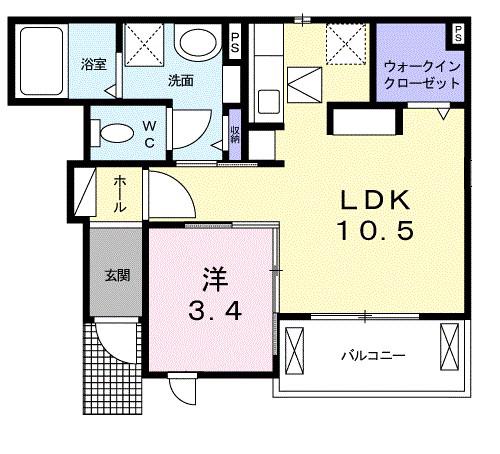 シュウ・レミングE(1LDK/1階)の間取り写真