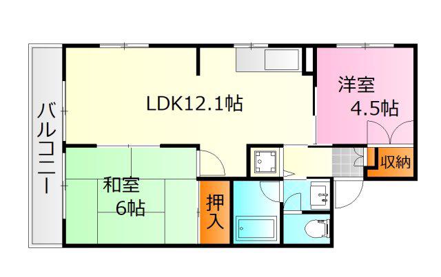 サンシャインあさひ(2LDK/3階)の間取り写真
