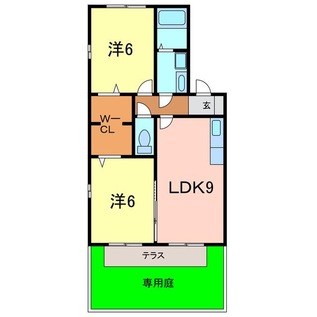 シャトレーヌA棟(2LDK/1階)の間取り写真