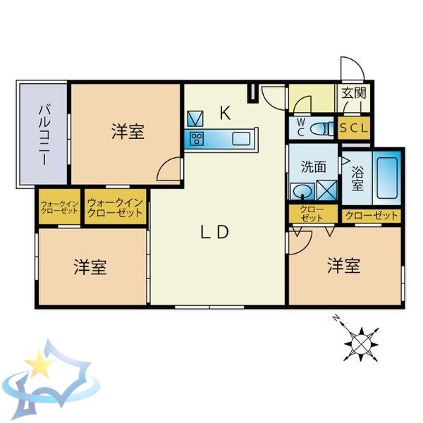 PORTE-BONHEURII(3LDK/5階)の間取り写真