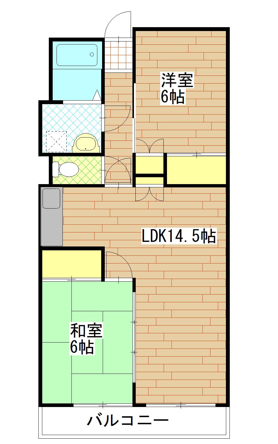 ファーストハイツ高嶺(2LDK/2階)の間取り写真