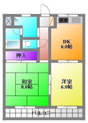 パストラーレIII(2DK/1階)の間取り写真