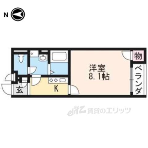 クレイノミューズⅡ(1K/1階)の間取り写真