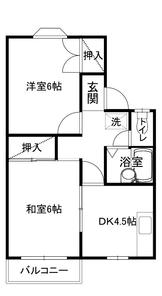 イーハトーブ星が丘(2DK/2階)の間取り写真