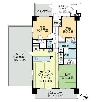 ライオンズガーデン金町(3LDK/5階)の間取り写真