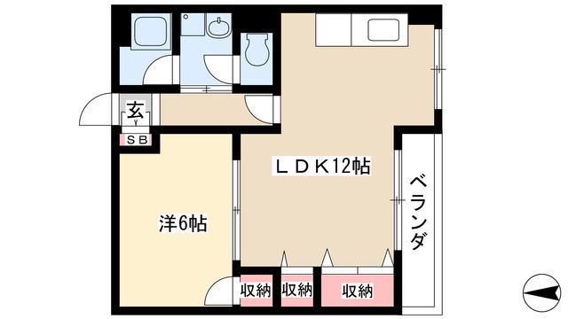エトワール宝が丘(1LDK/3階)の間取り写真