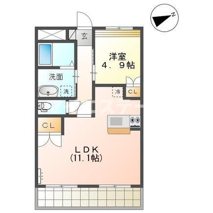 M・コンフォール(1LDK/2階)の間取り写真