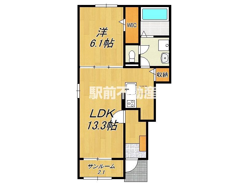 フレアルーチェ日ノ隈II(1LDK/1階)の間取り写真