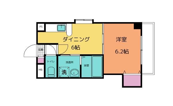 スズキヒルズ(1DK/7階)の間取り写真