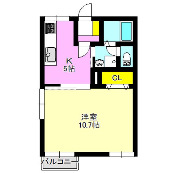 YUKIハイツ(1DK/1階)の間取り写真